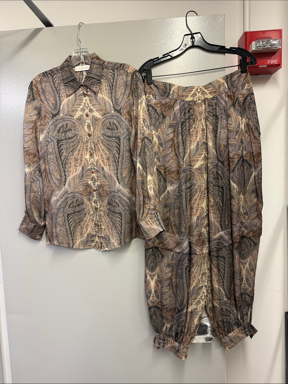 Zimmermann Brown Paisley Print Pantsuit Set